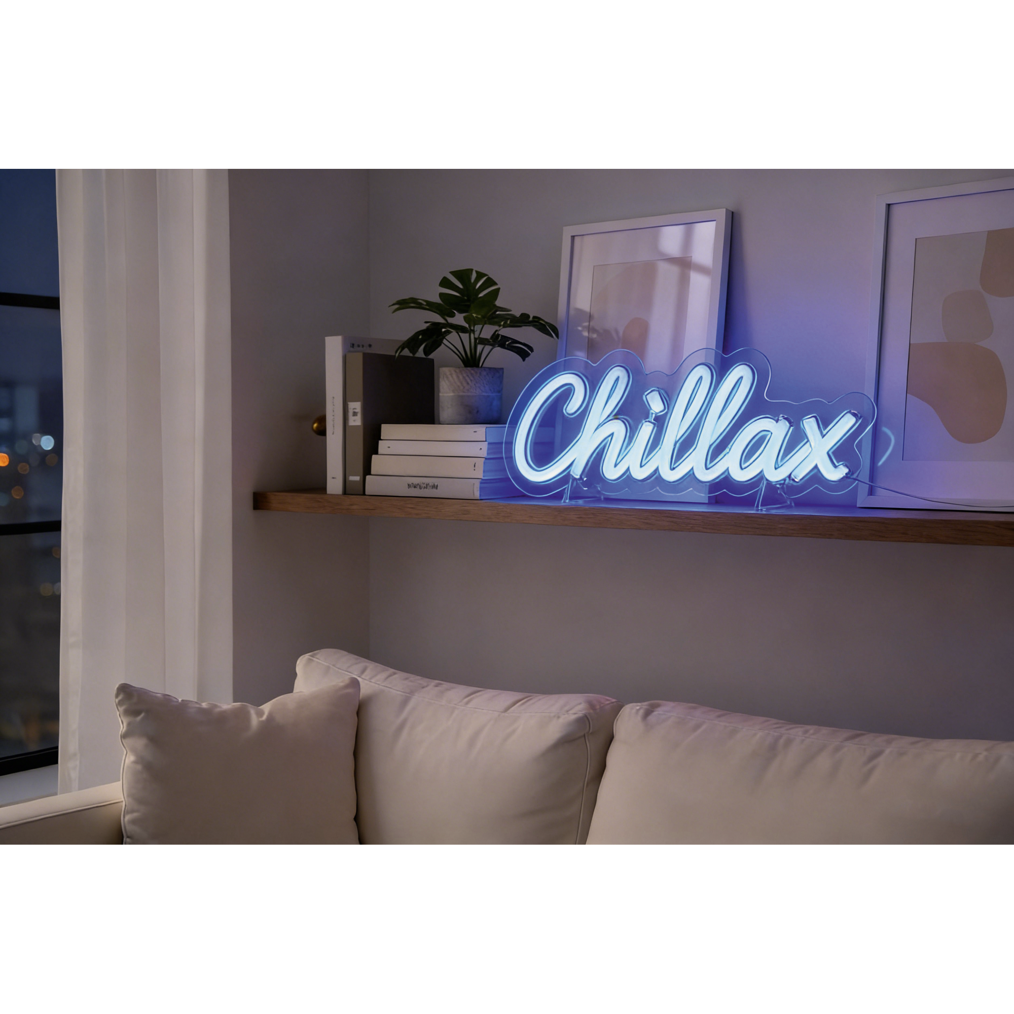 Neonlicht 'Chillax' blau 31,4 x 11,1 cm