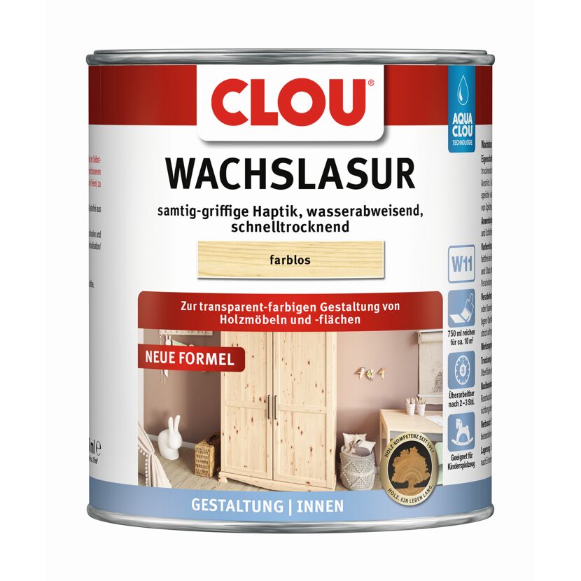 2in1 Wachslasur 'Aqua Clou' farblos 750 ml