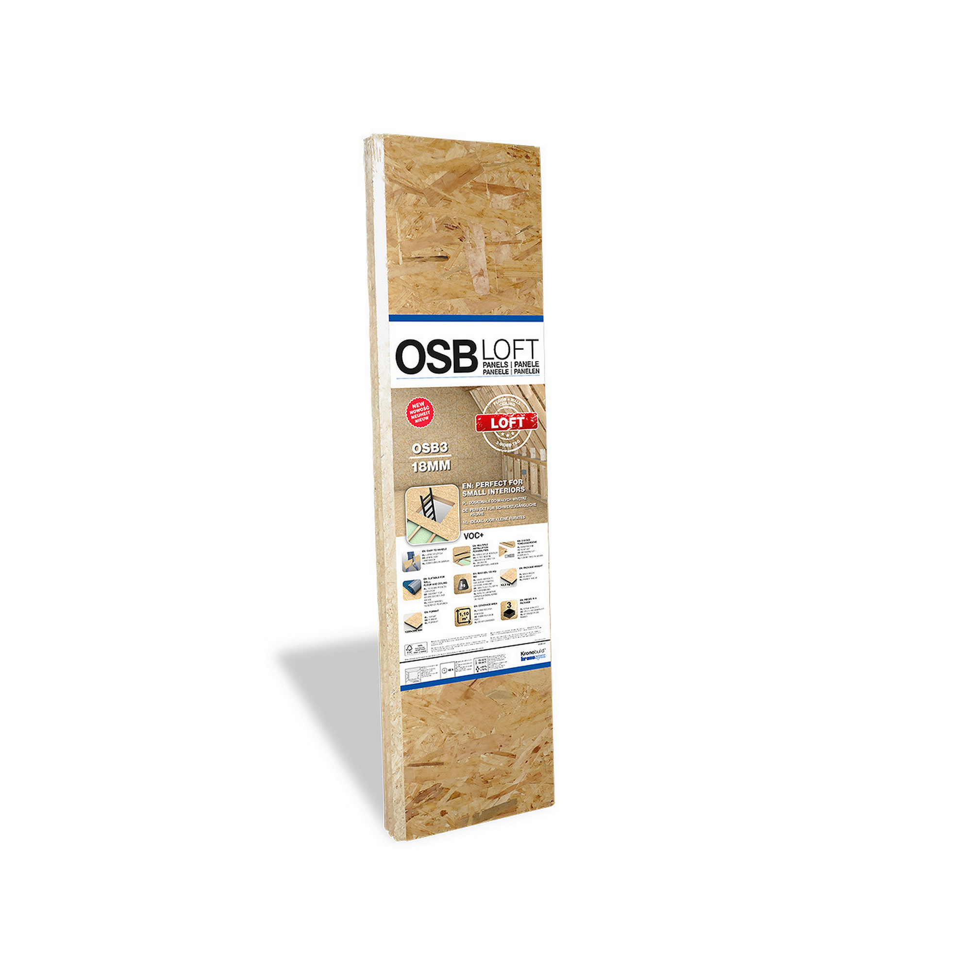 OSB3-Verlegeplatte 'Loft' ungeschliffen 1220 x 300 x 18 mm, 3er-Pack