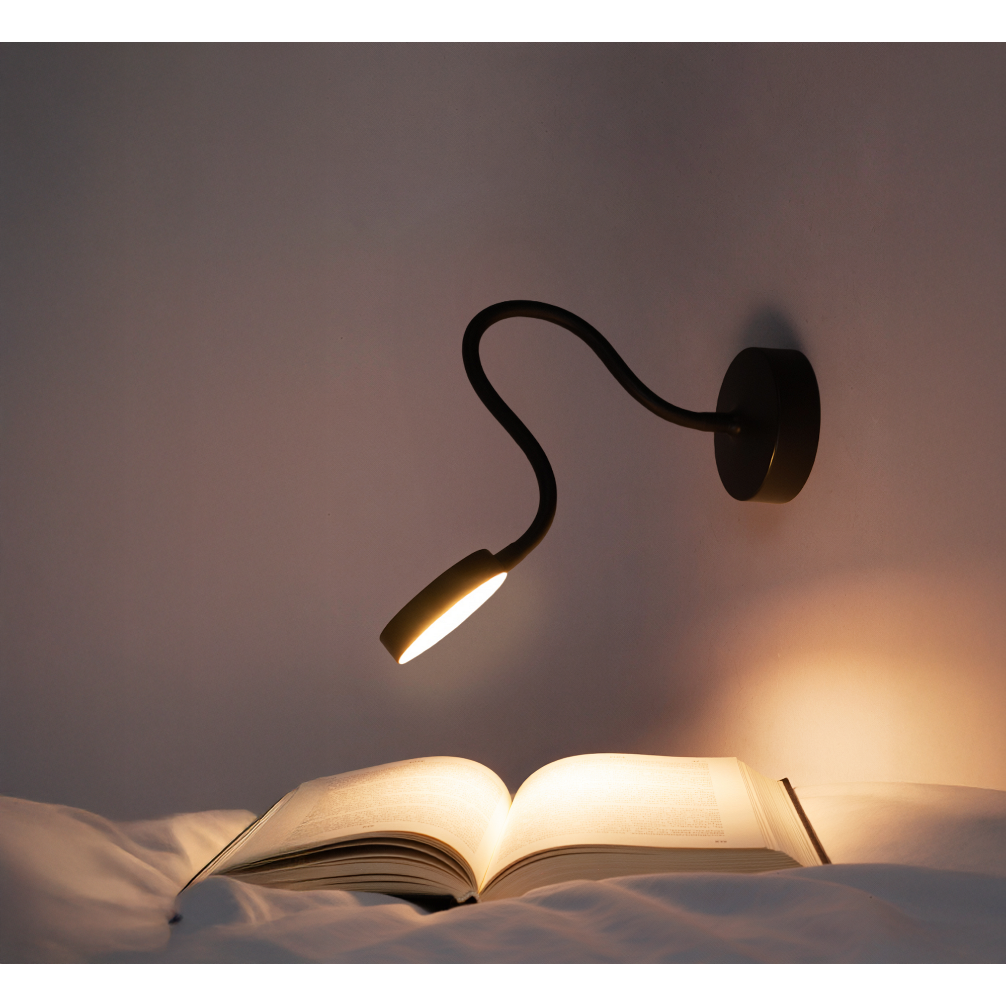 Akku-LED-Wand-Leseleuchte schwarz dimmbar Ø 7,5 x 46,5 cm