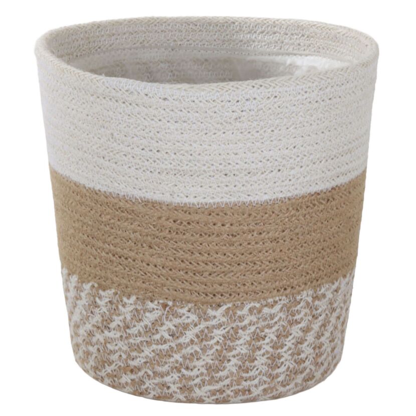 Übertopf Jute/Hogla-Gras weiß/naturfarben Ø 24 x 23 cm