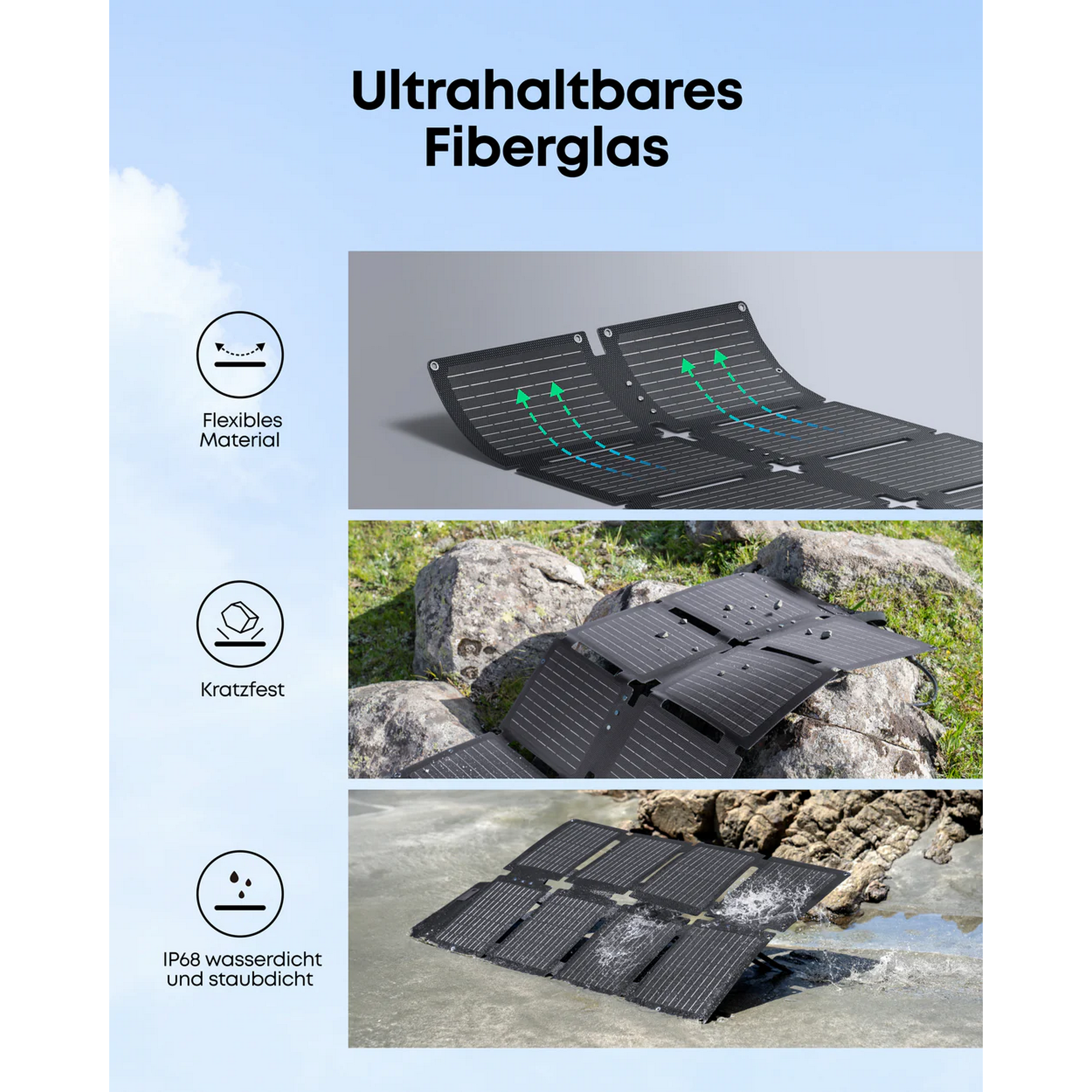 Tragbares Solarpanel 'PS60' 60 W bifazial