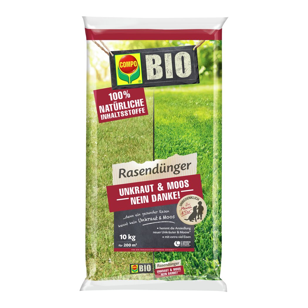 Bio-Rasendünger 'Unkraut & Moos Nein Danke' 10 kg für 200 m²