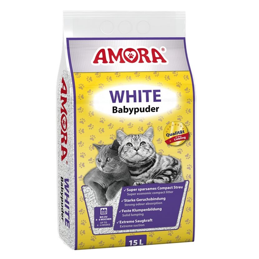 Katzenstreu 'White Compact mit Babypuder' 15 l