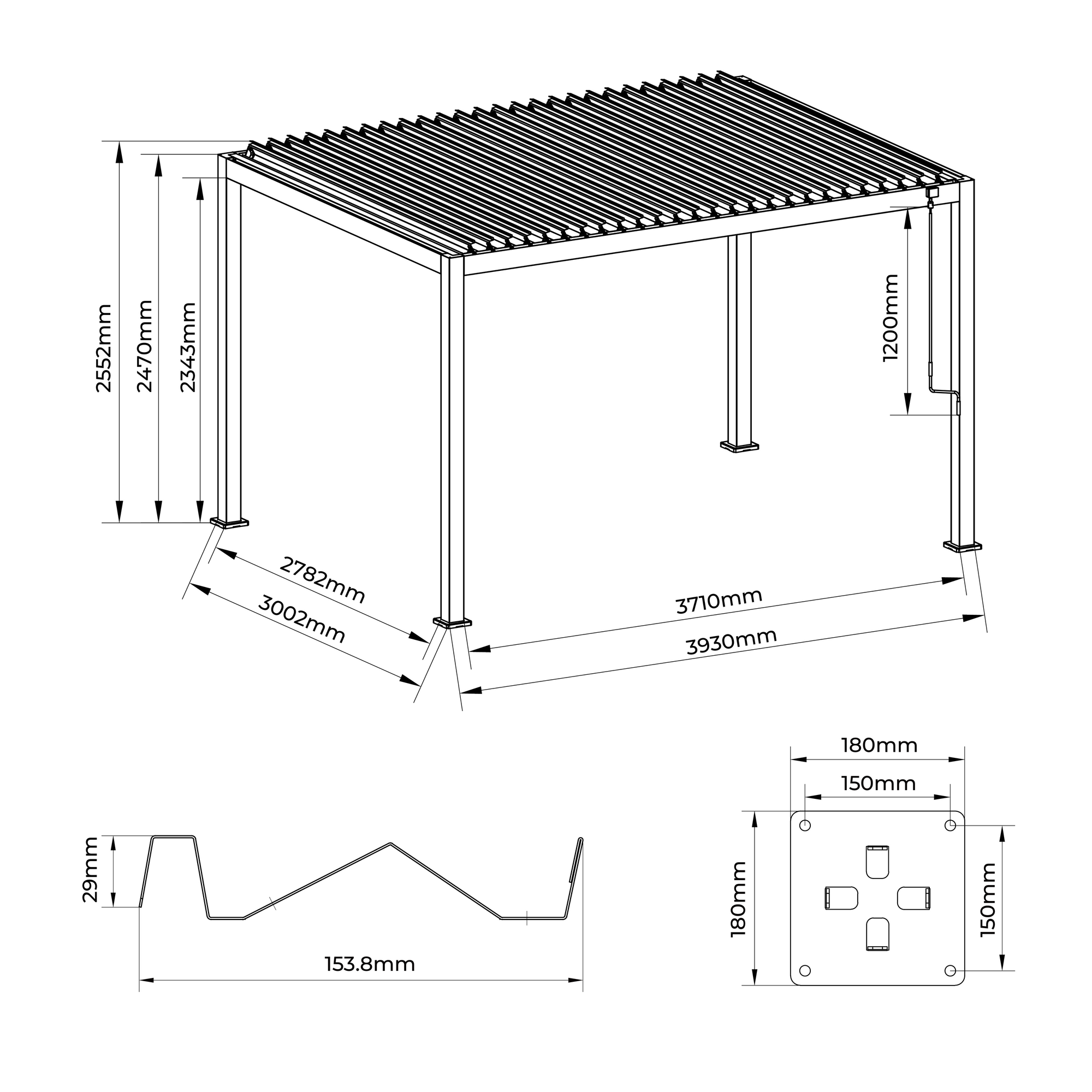 Pergola 'Core 110'  anthrazit 3 x 4 m