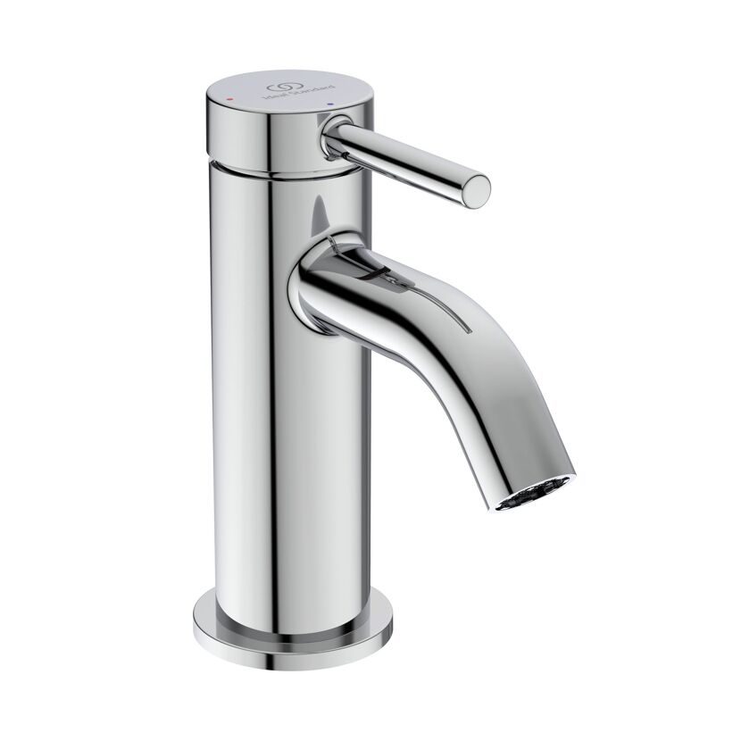 Waschtischarmatur 'Ceraline Nuovo' chromfarben 90 mm mit Push-Open-Ventil