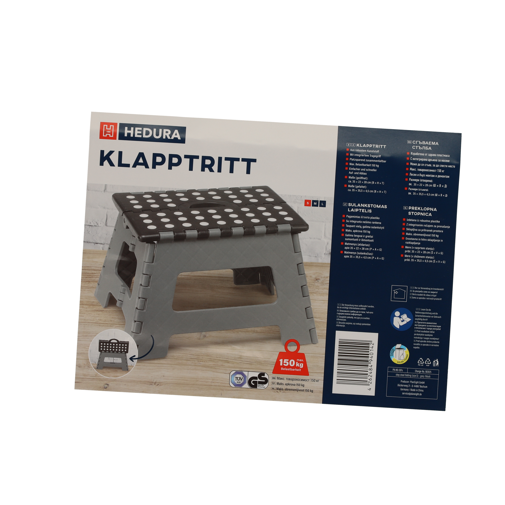 Klapptritt grau faltbar 35 x 22 x 28 cm