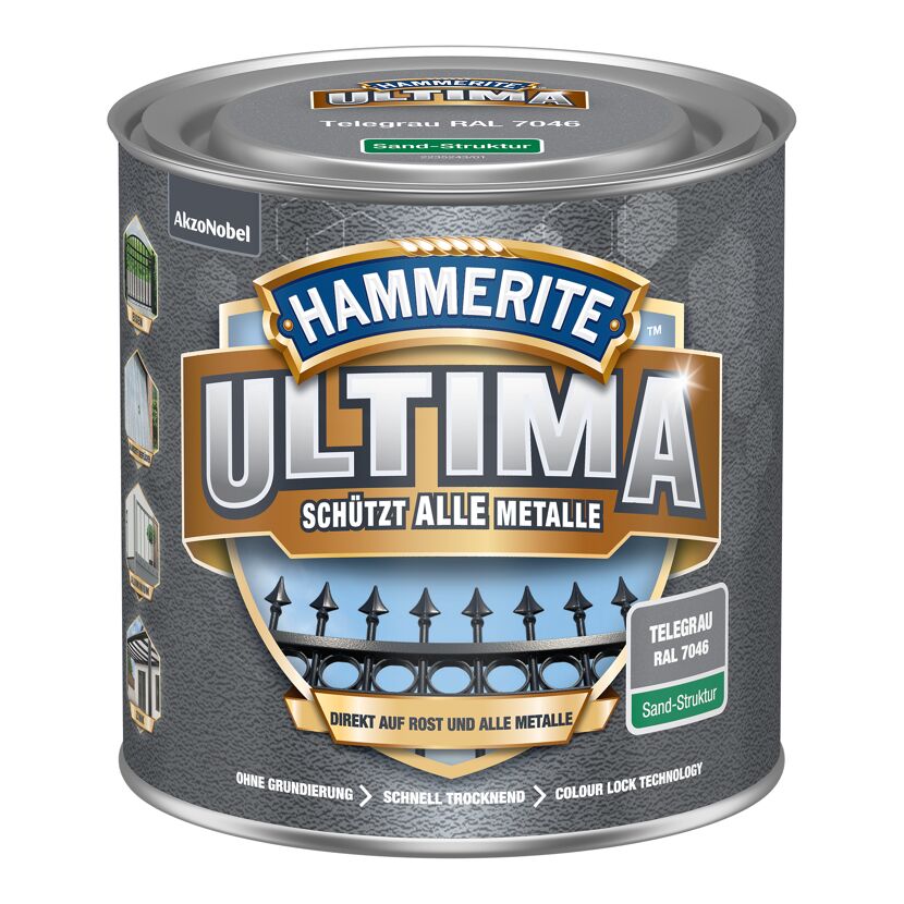 Metallschutzlack 'Ultima Sand-Struktur' telegrau RAL 7046 250 ml