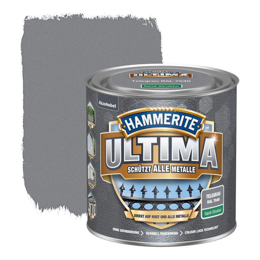 Metallschutzlack 'Ultima Sand-Struktur' telegrau RAL 7046 250 ml