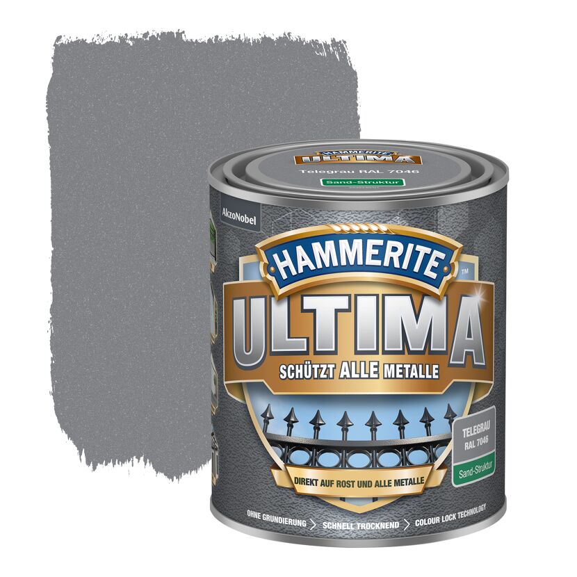 Metallschutzlack 'Ultima Sand-Struktur' telegrau RAL 7046 750 ml