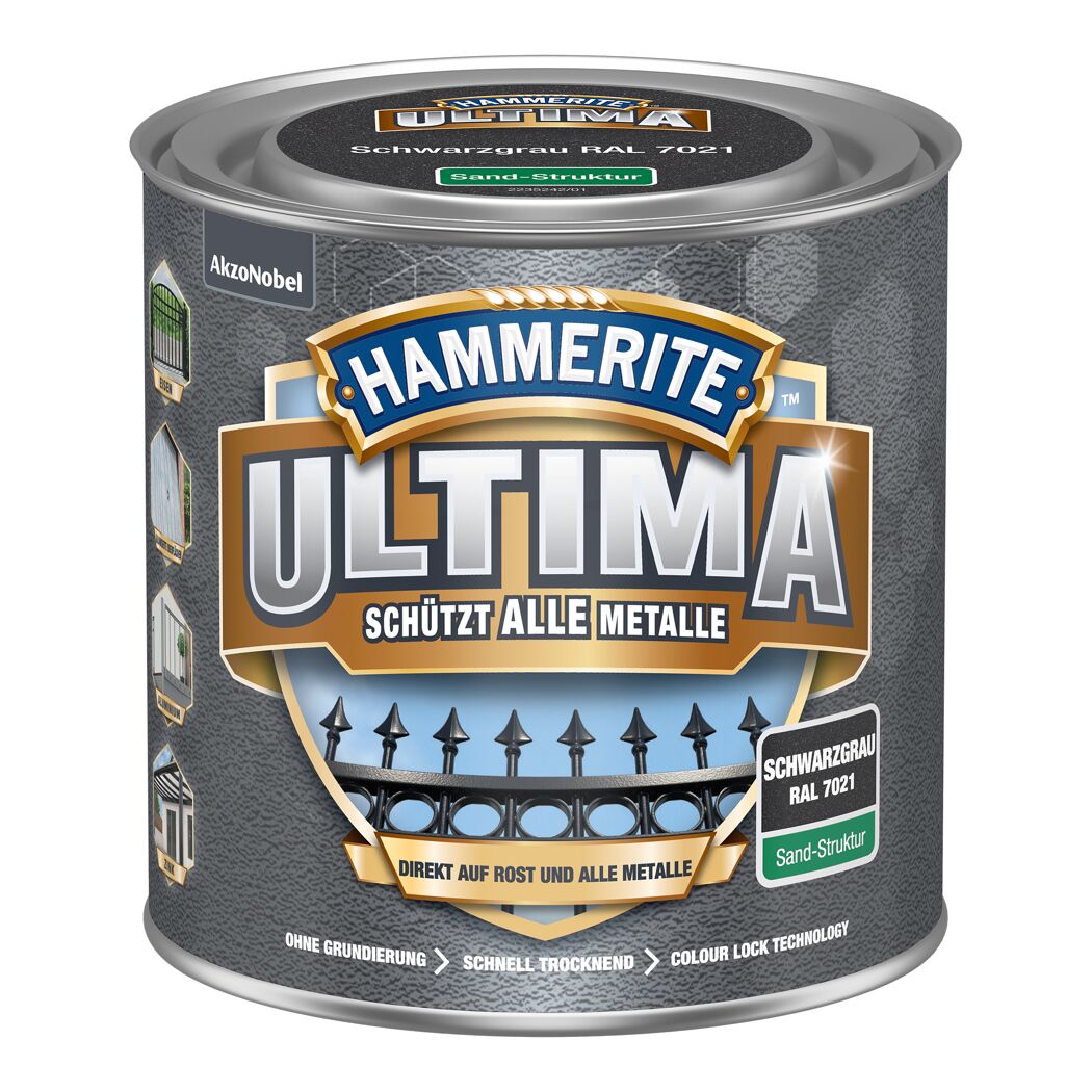 Metallschutzlack Ultima Sand-Struktur schwarzgrau RAL 7021 Dose.