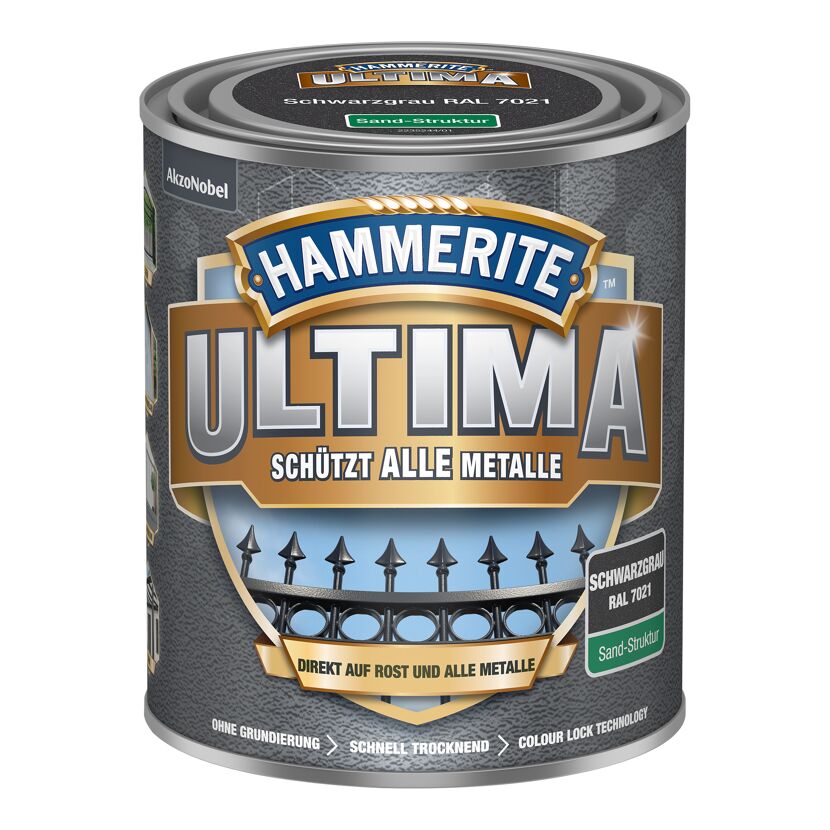 Metallschutzlack 'Ultima Sand-Struktur' schwarzgrau RAL 7021 750 ml