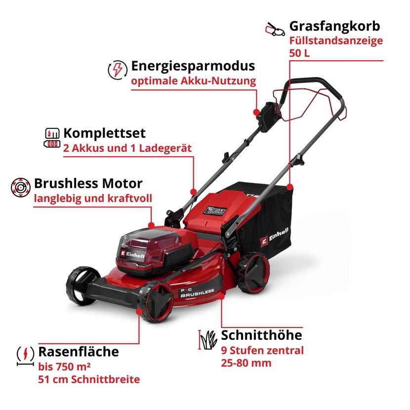 Akku-Rasenmäher 'GC-CM 36/51 S Li BL' mit Akku und Ladegerät