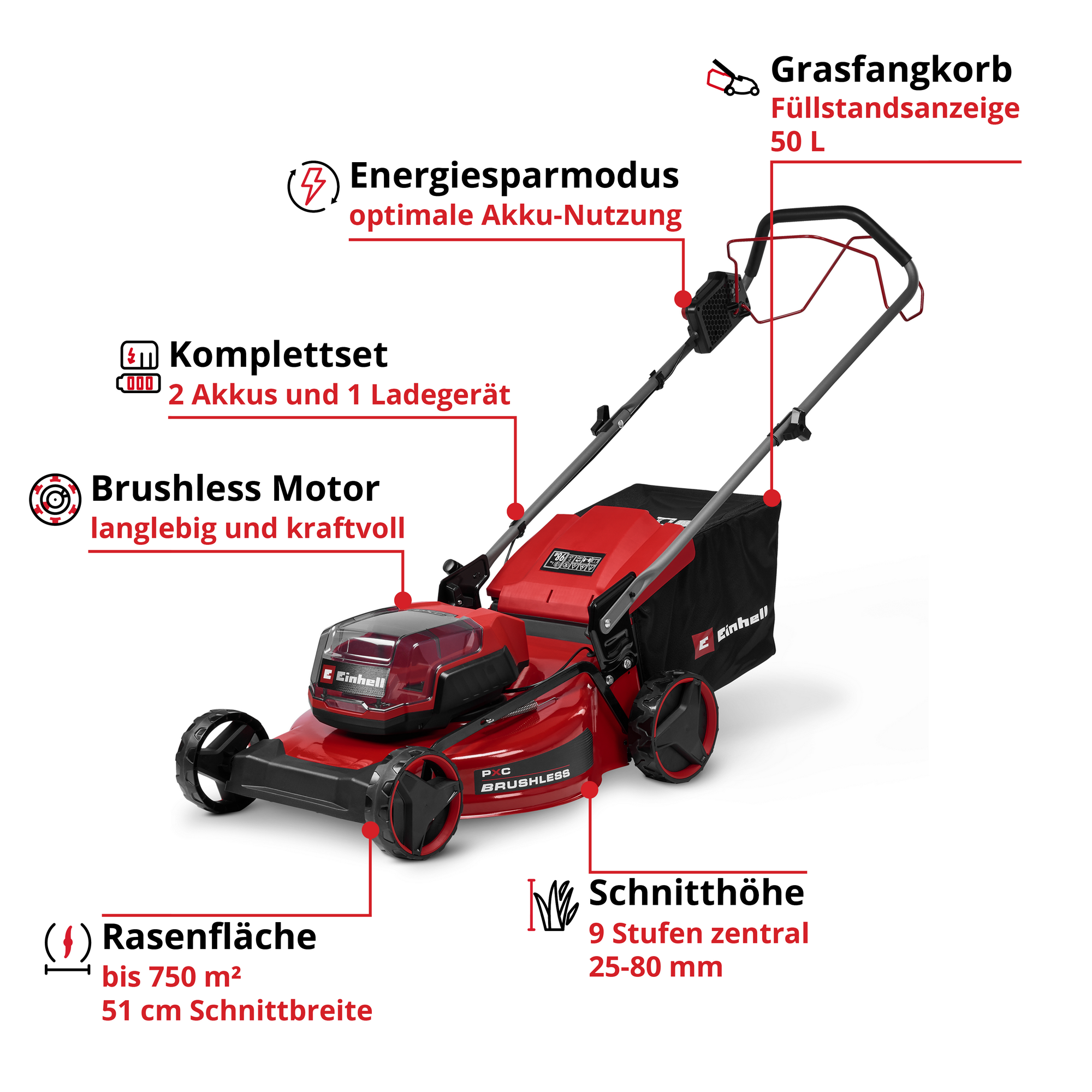 Akku-Rasenmäher 'GC-CM 36/51 S Li BL' mit Akku und Ladegerät