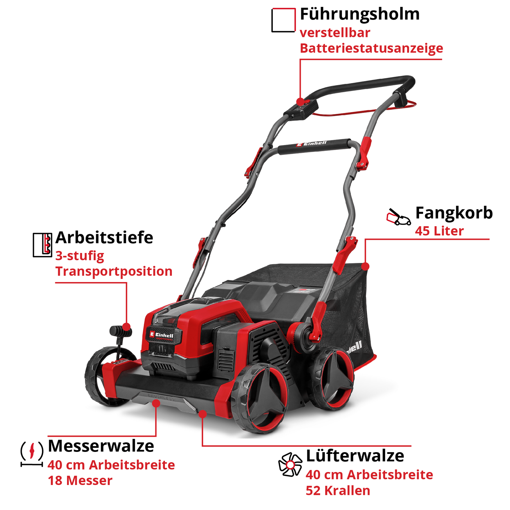 Akku-Vertikutierer-Lüfter 'GP-SA 36/40 Li BL-Solo Professional' bis 1100 m² 18 V ohne Akku und Ladegerät