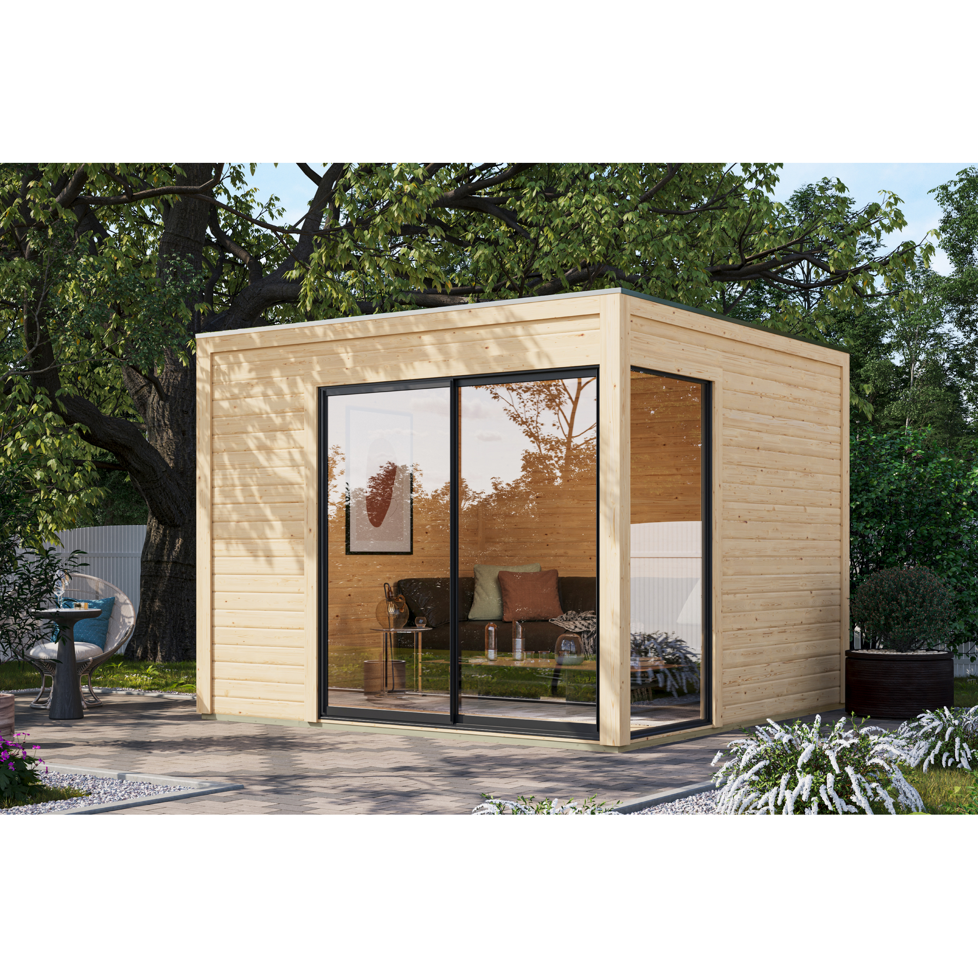 Gartenhaus 'Kubus 1' Fichtenholz naturbelassen 308 x 242 x 308 cm