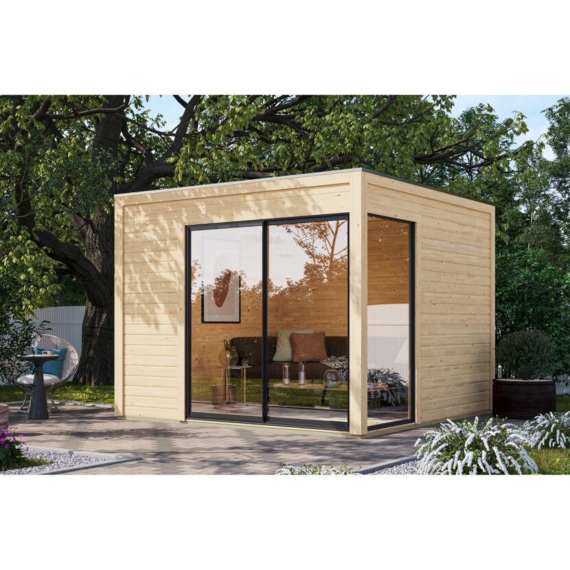 Gartenhaus 'Kubus 1' Fichtenholz naturbelassen 308 x 242 x 308 cm