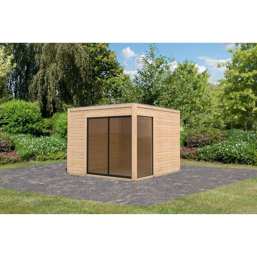 Gartenhaus 'Kubus 1' Fichtenholz naturbelassen 308 x 242 x 308 cm