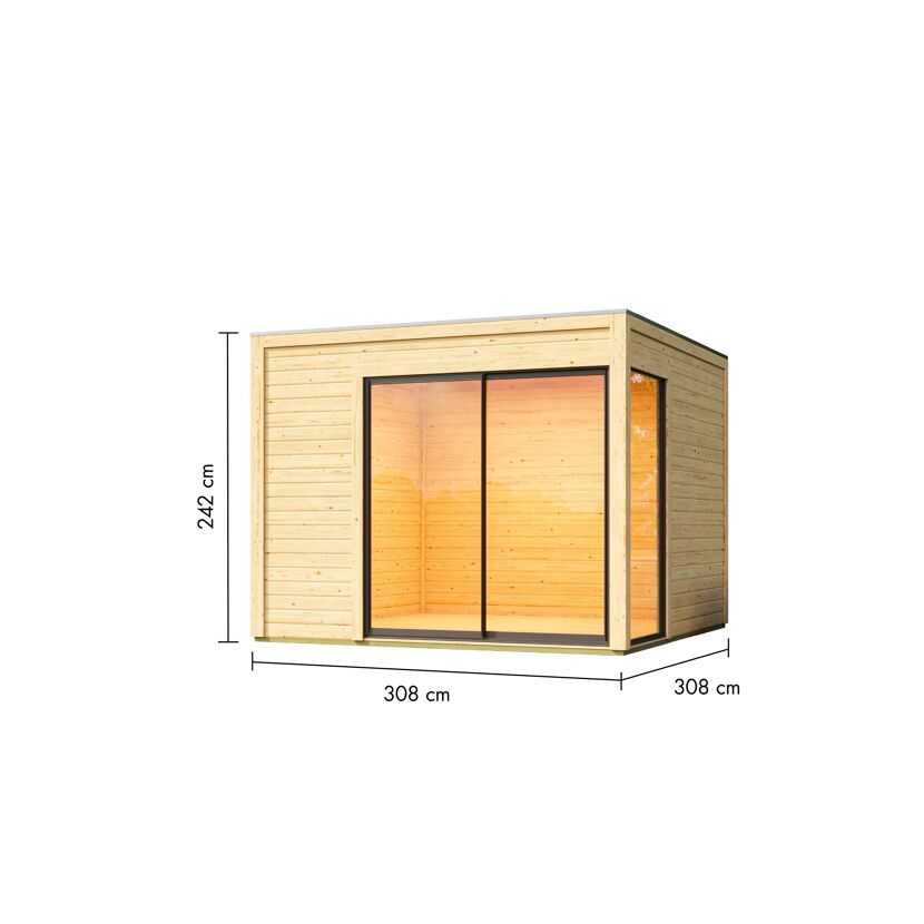 Gartenhaus 'Kubus 1' Fichtenholz naturbelassen 308 x 242 x 308 cm