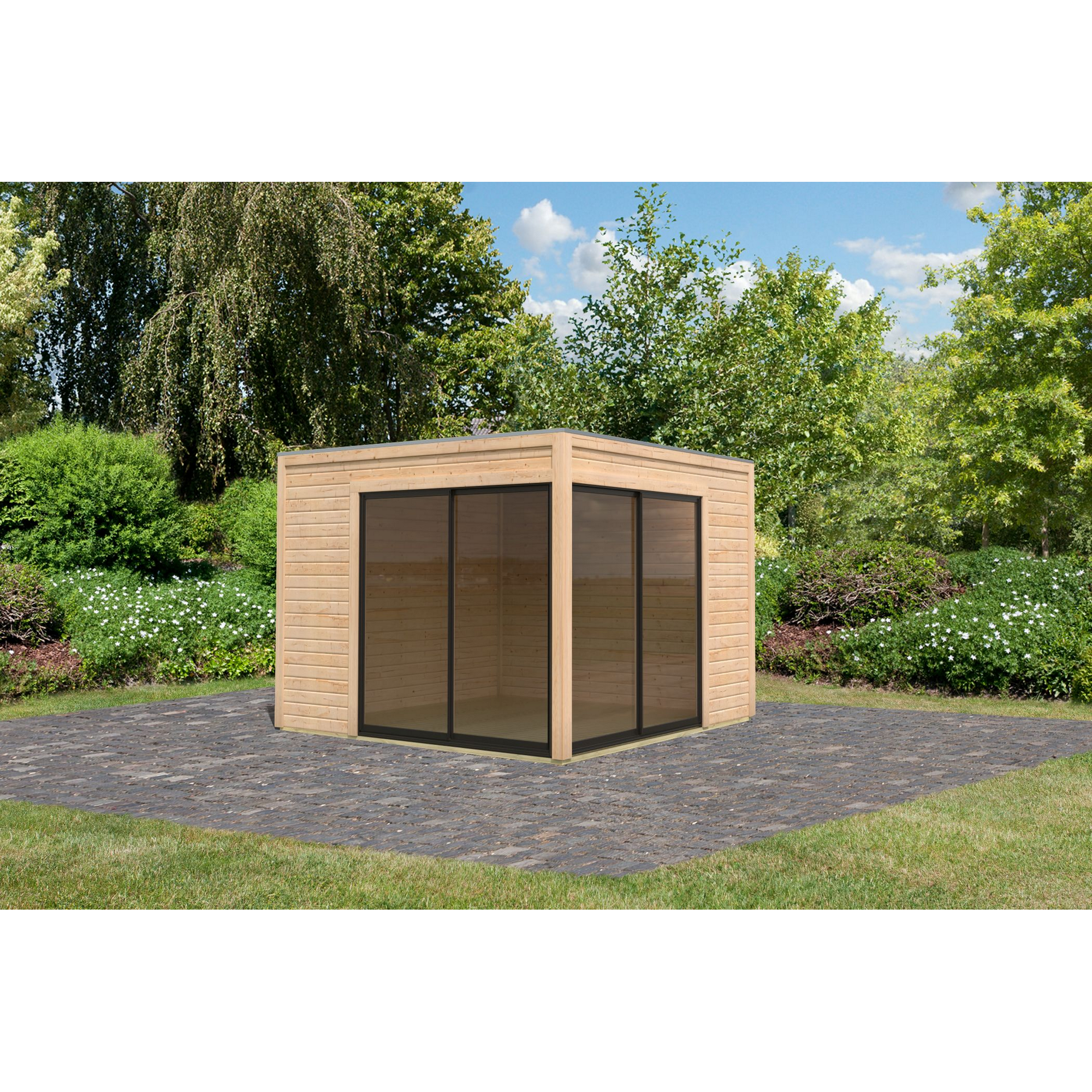 Gartenhaus 'Kubus 3' Fichtenholz naturbelassen 308 x 242 x 308 cm