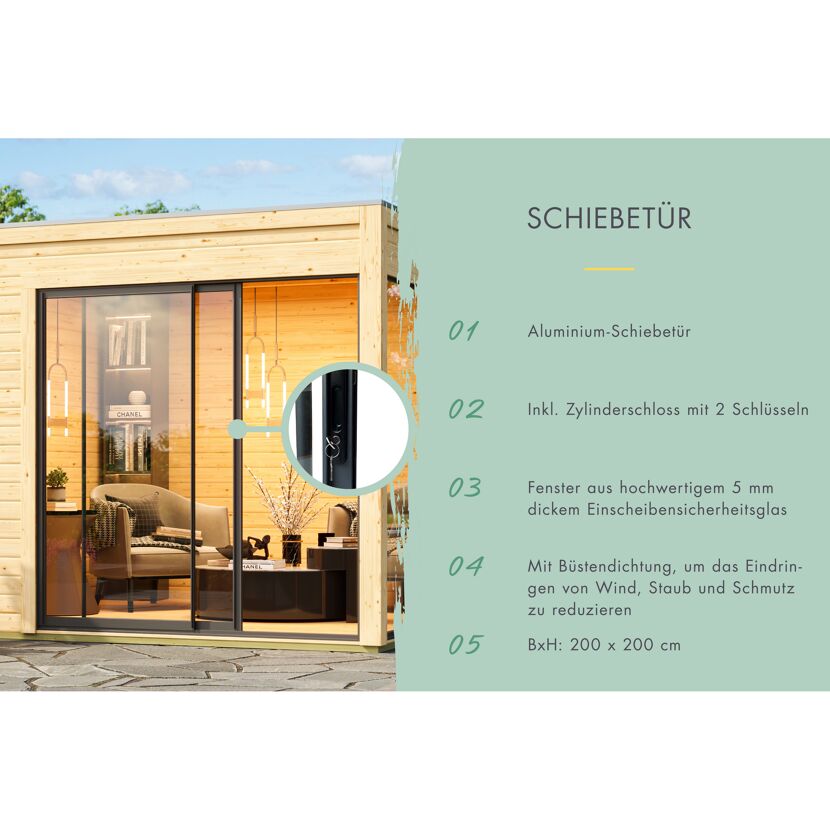 Gartenhaus 'Kubus 5' Fichtenholz naturbelassen 428,5 x 253 x 308,5 cm