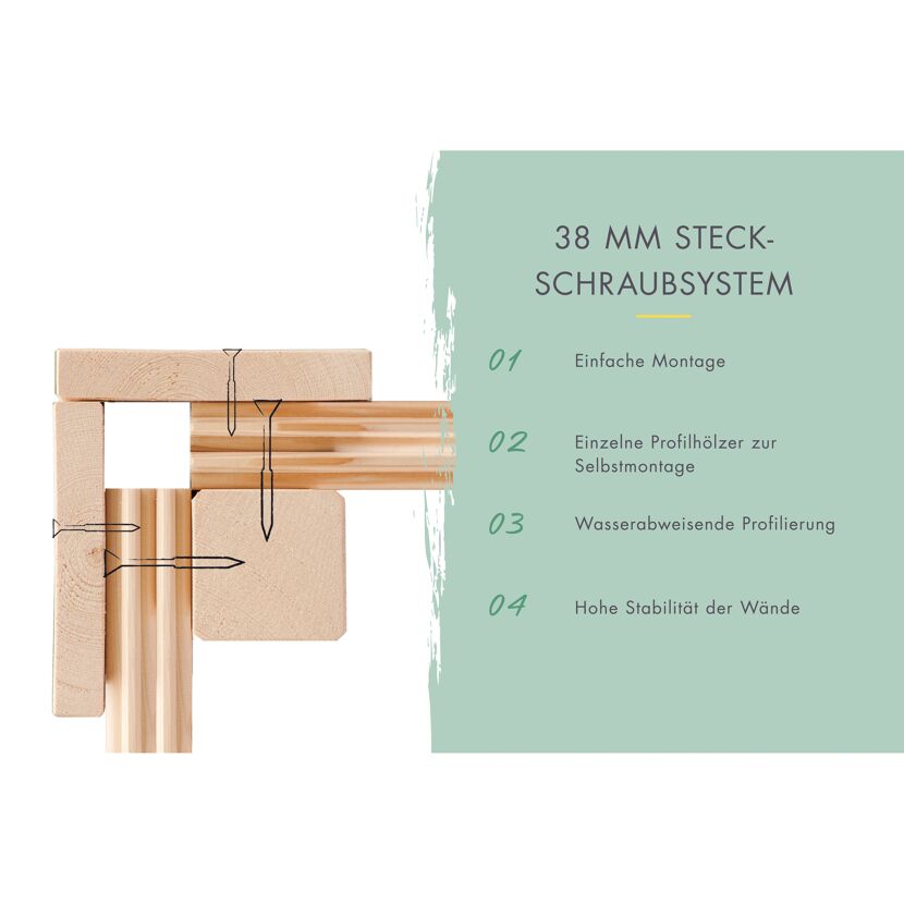 Gartenhaus 'Kubus 5' Fichtenholz naturbelassen 428,5 x 253 x 308,5 cm