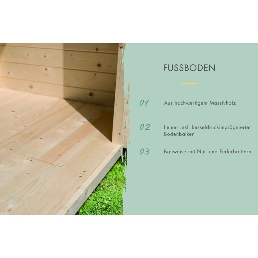 Gartenhaus 'Kubus 5' Fichtenholz naturbelassen 428,5 x 253 x 308,5 cm
