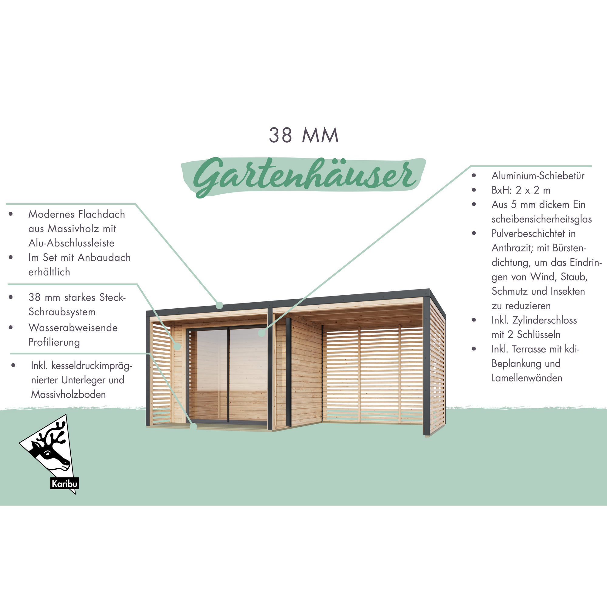 Gartenhaus 'Neptun A' Fichtenholz naturbelassen/anthrazit 276 x 231,5 x 276 cm