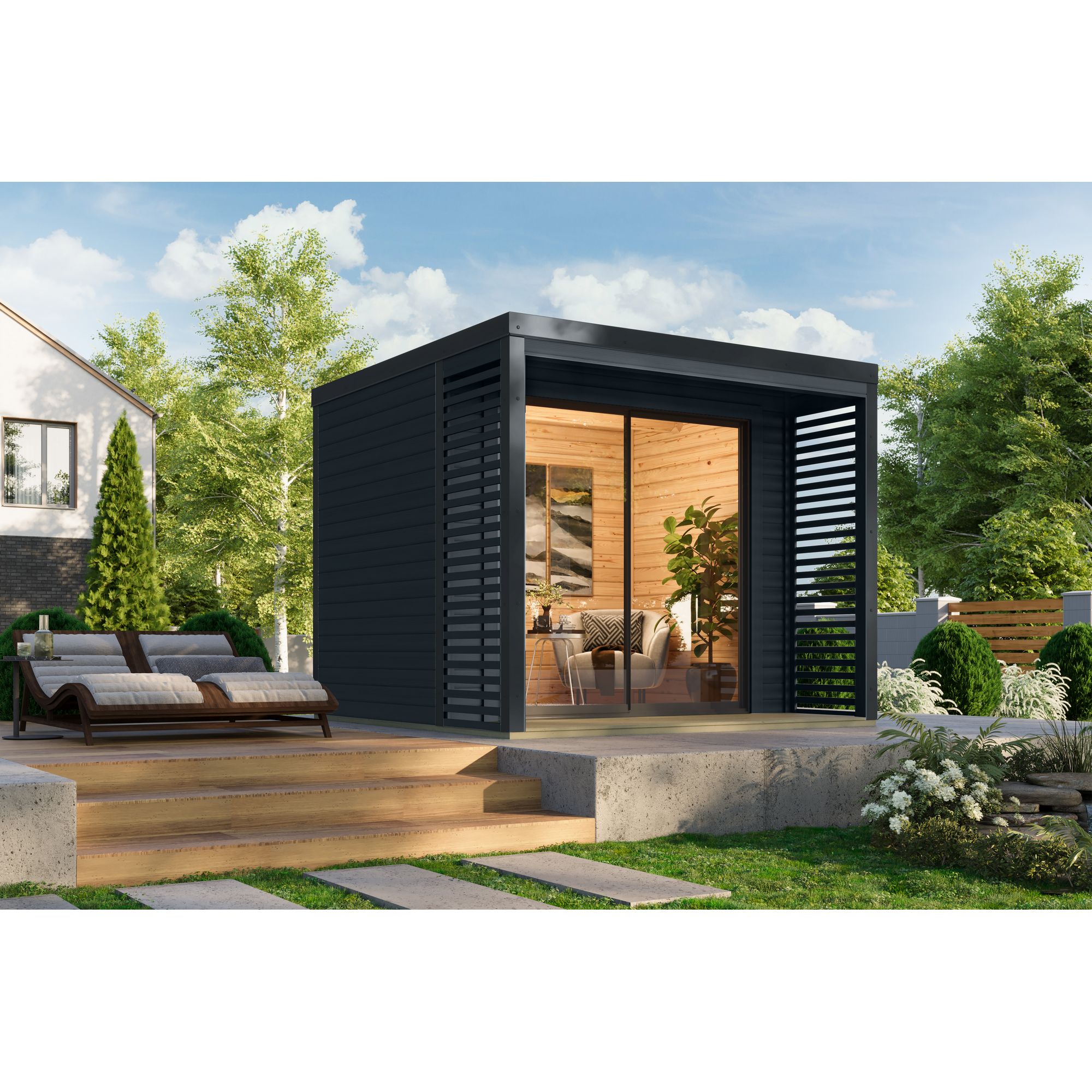 Gartenhaus 'Neptun B' Fichtenholz anthrazit/anthrazit 276 x 231,5 x 276 cm