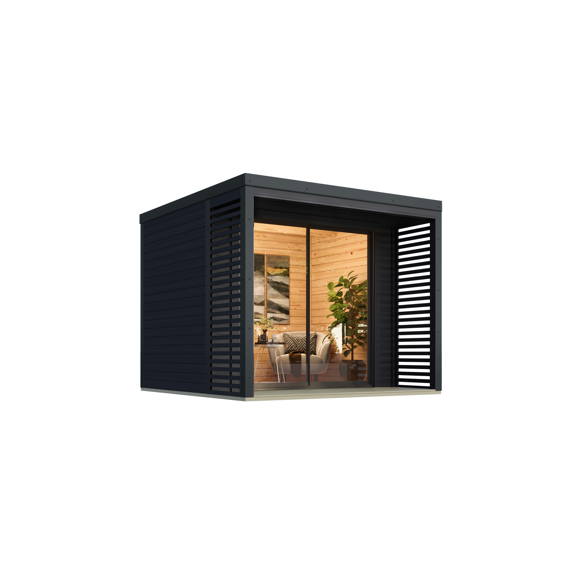 Gartenhaus 'Neptun B' Fichtenholz anthrazit/anthrazit 276 x 231,5 x 276 cm