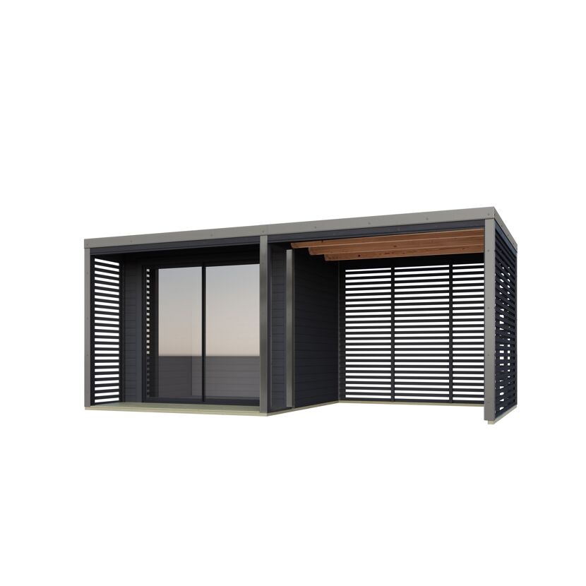 Gartenhaus-Set 'Neptun B' Fichtenholz anthrazit/graualuminium 539,5 x 231,5 x 272,5 cm