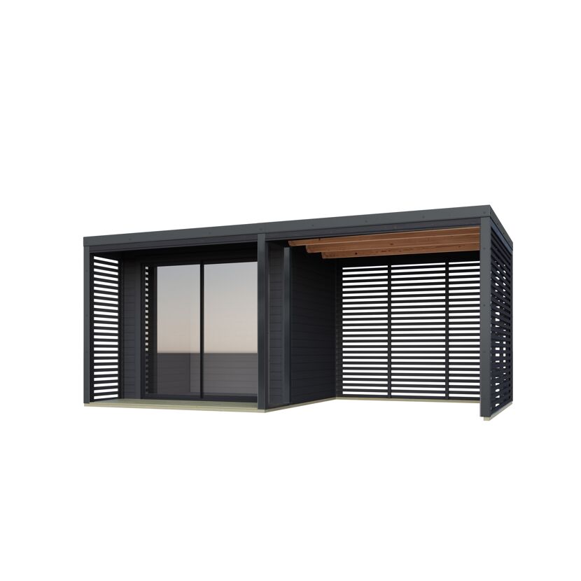 Gartenhaus-Set 'Neptun B' Fichtenholz anthrazit/anthrazit 537,5 x 231,5 x 276 cm