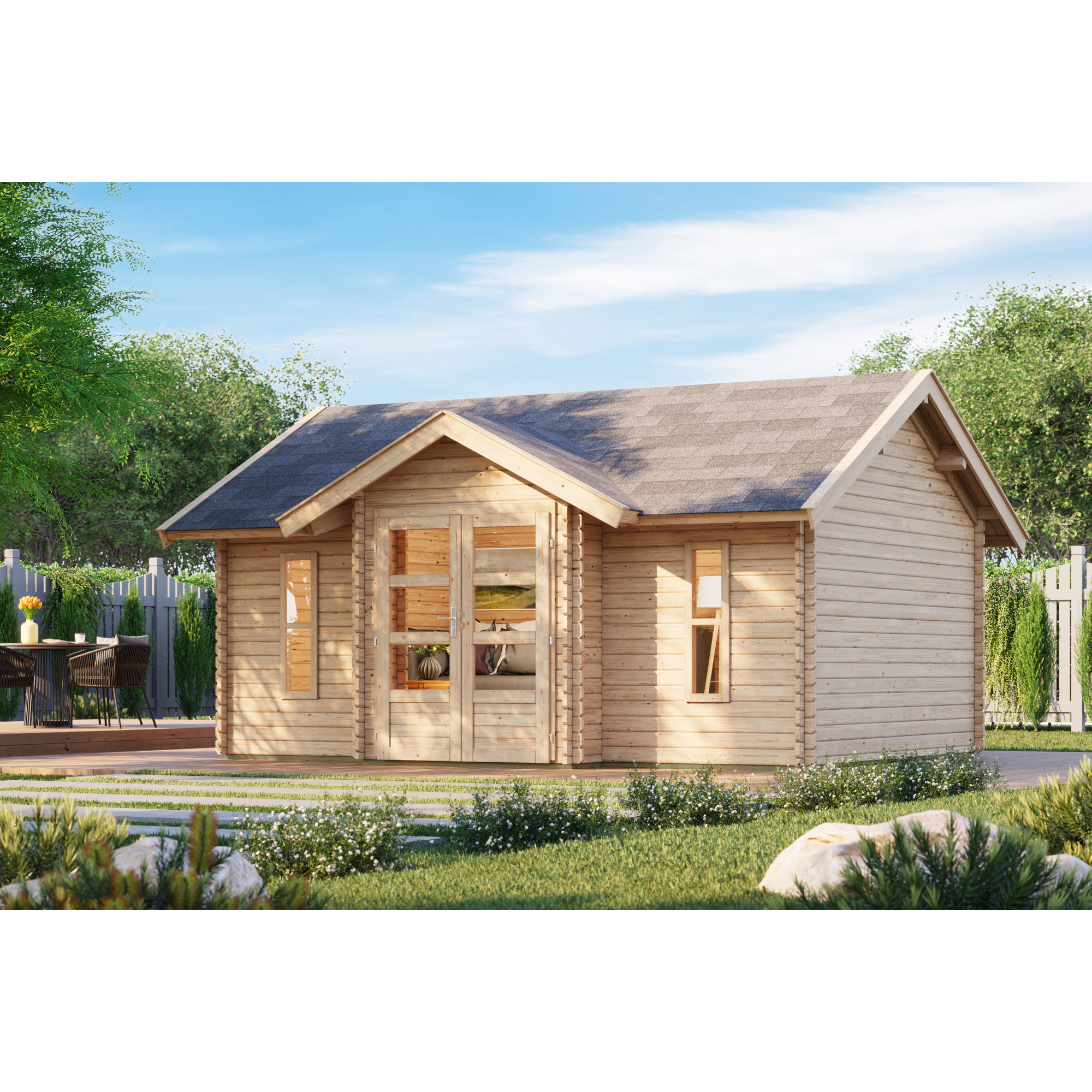 Gartenhaus 'Braband' Fichtenholz ohne Boden naturbelassen 507 x 293 x 401 cm