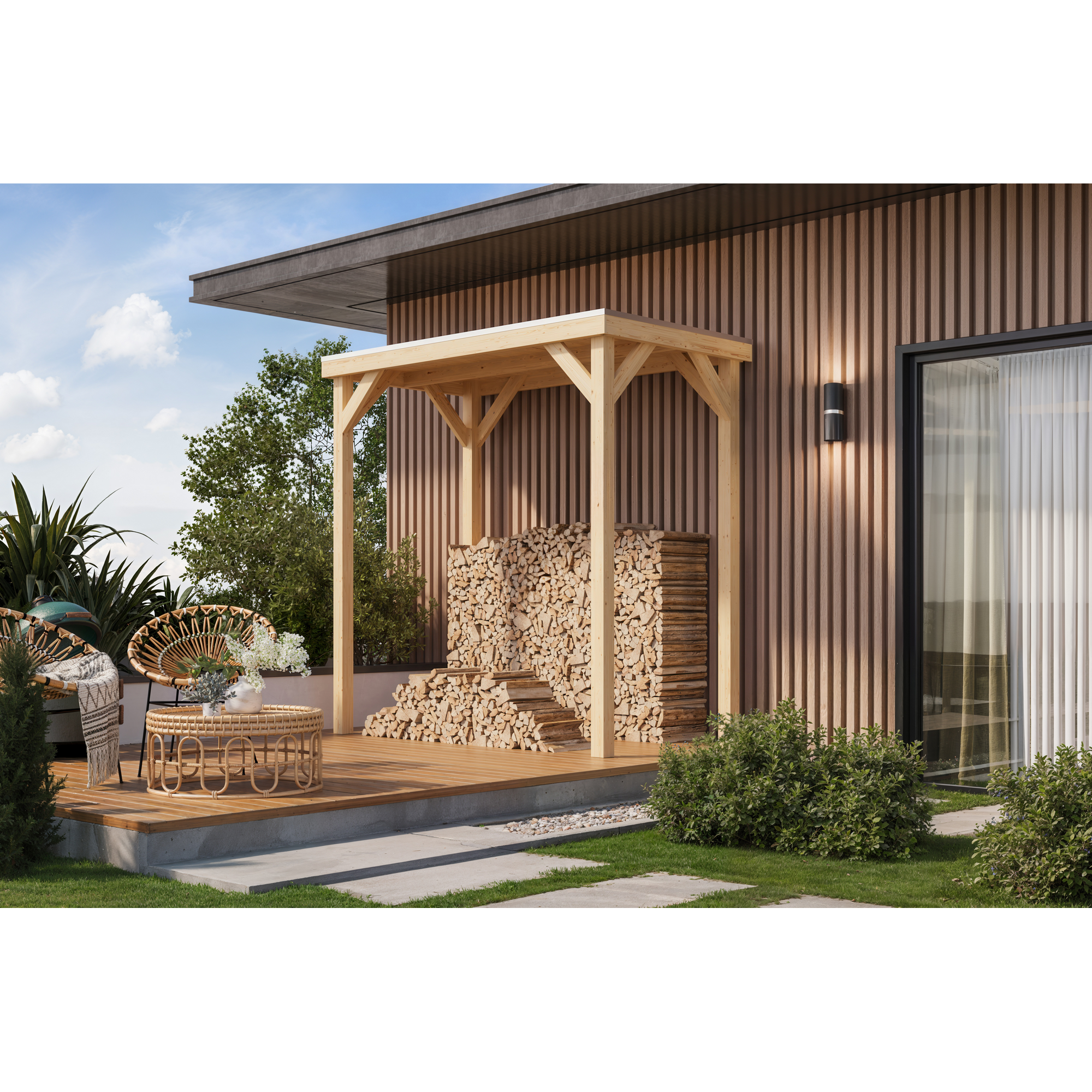 Pavillon 'Baros halb' naturbelassen 242 x 243 x 135,5 cm