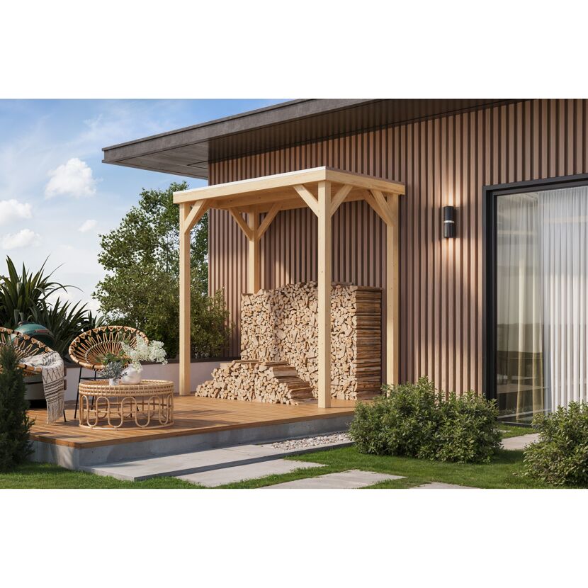 Pavillon 'Baros halb' naturbelassen 242 x 243 x 135,5 cm