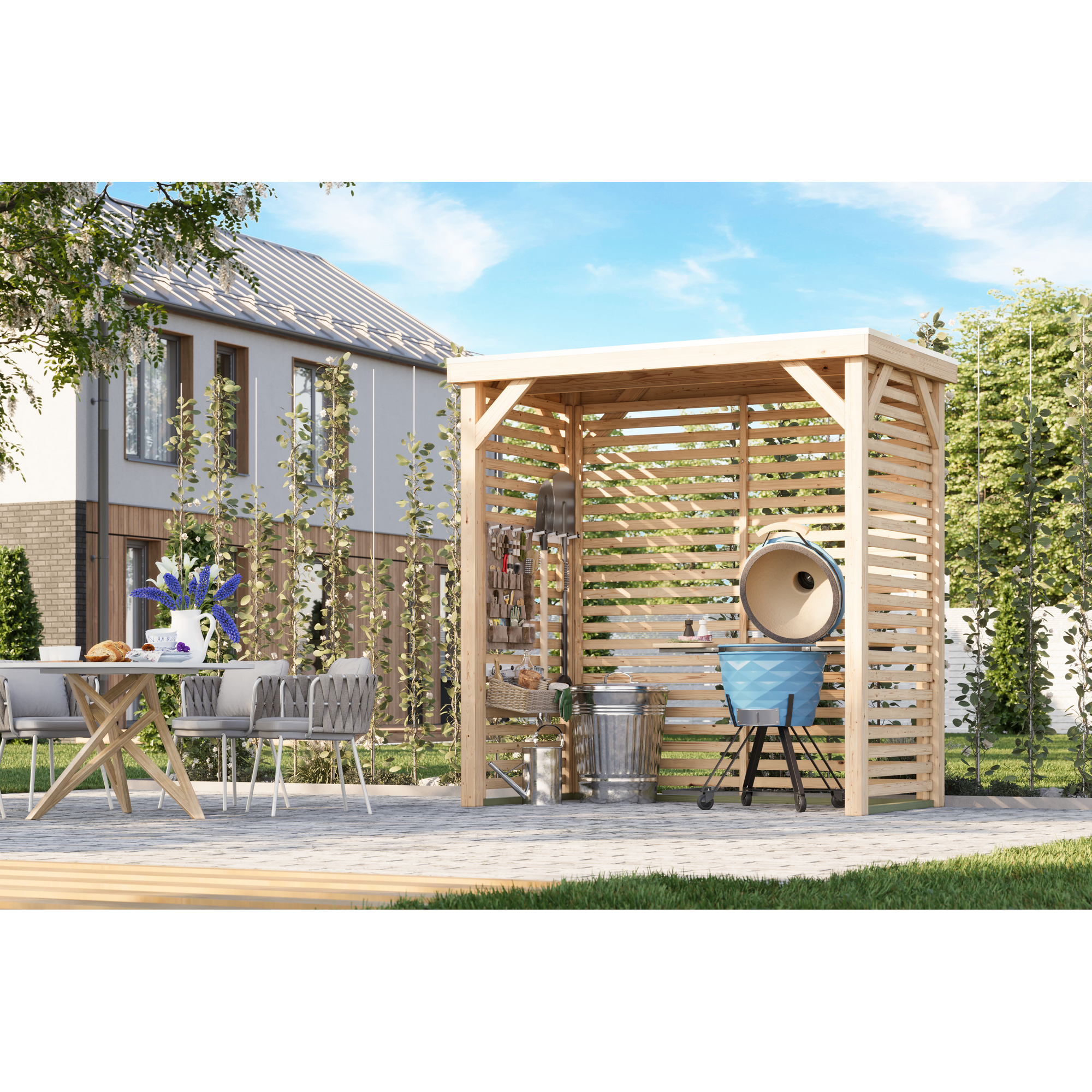 Pavillon 'Baros halb' naturbelassen 242 x 243 x 135,5 cm