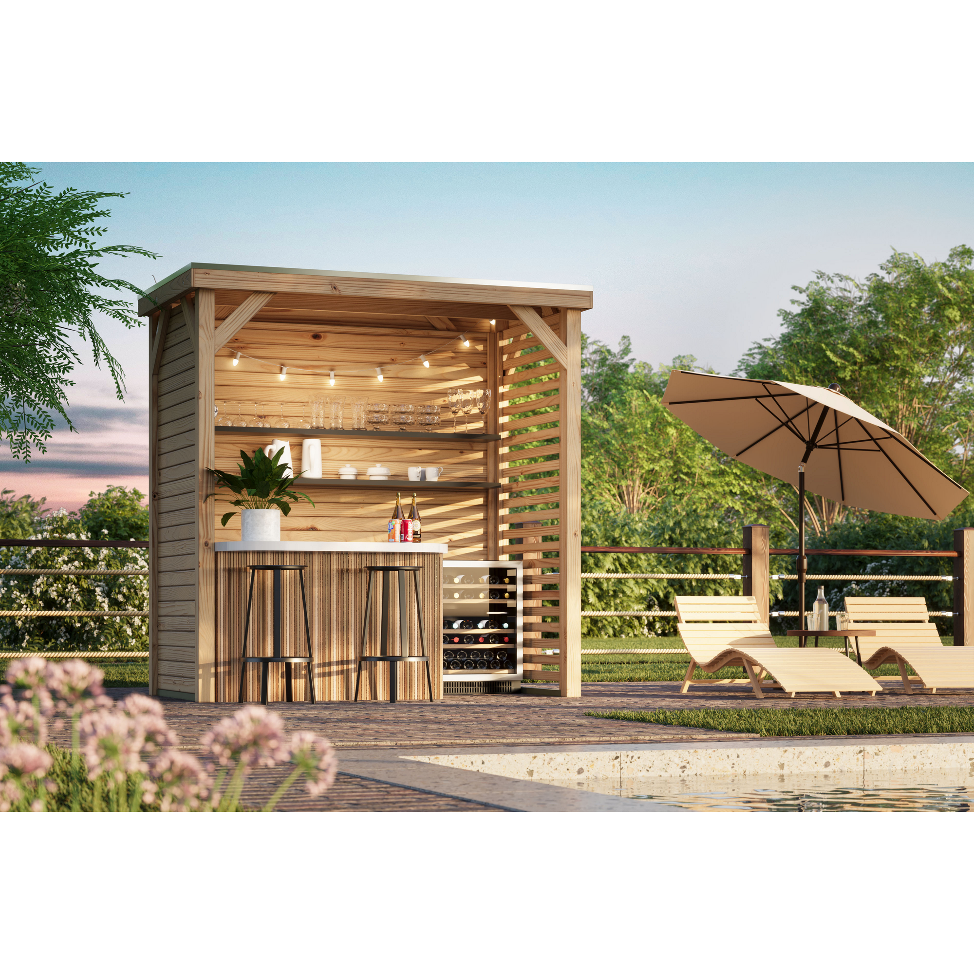 Pavillon 'Baros halb' naturbelassen 242 x 243 x 135,5 cm
