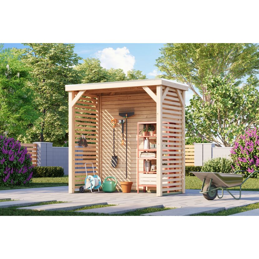 Pavillon 'Baros halb' naturbelassen 242 x 243 x 135,5 cm