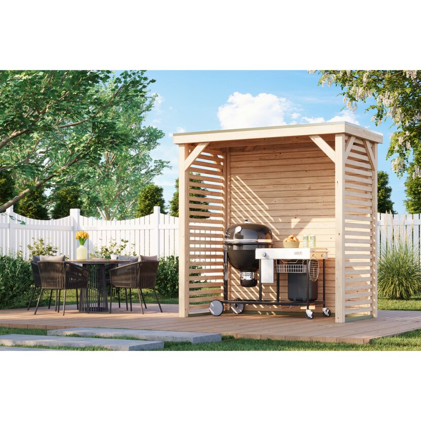 Pavillon 'Baros halb' naturbelassen 242 x 243 x 135,5 cm