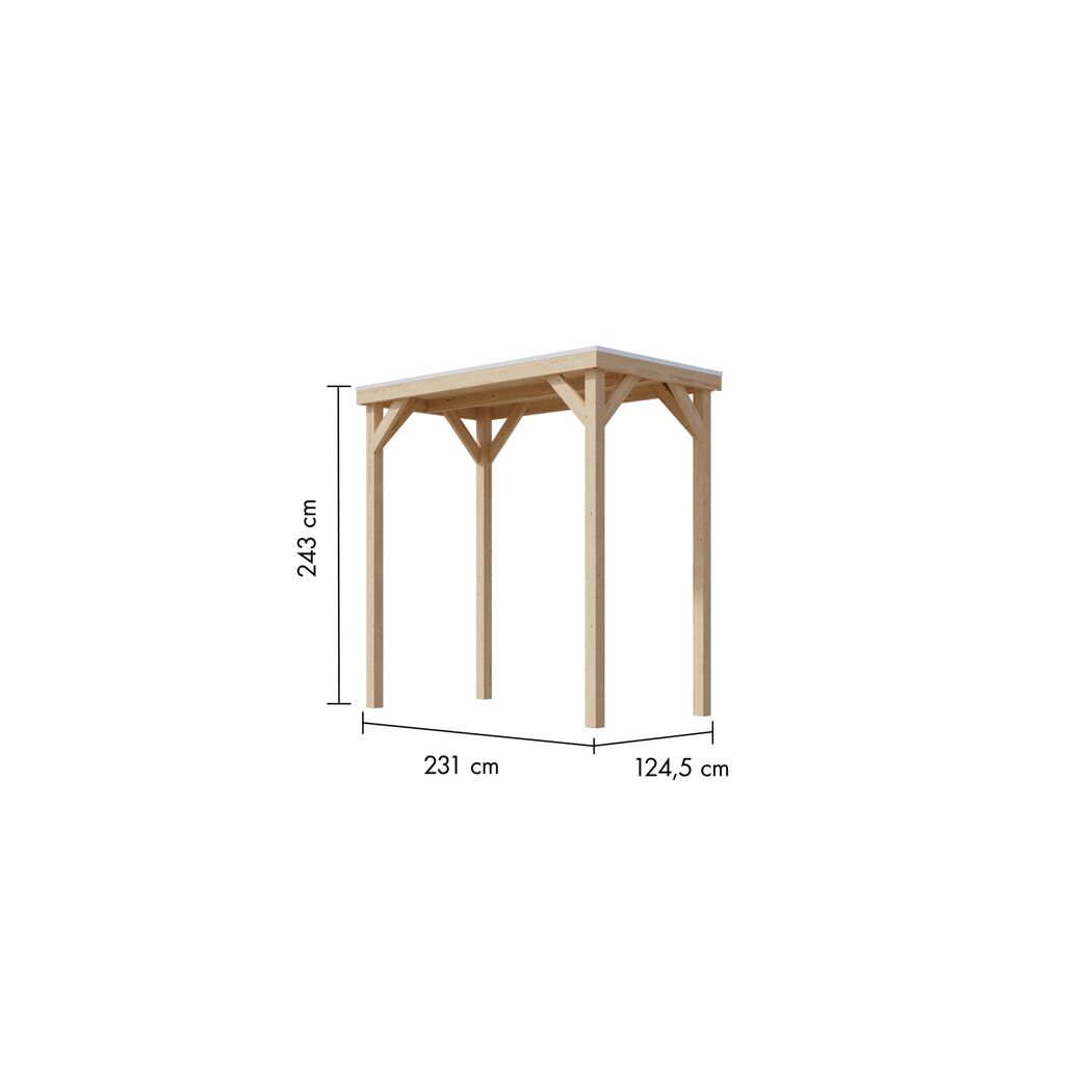 Pavillon 'Baros halb' naturbelassen 242 x 243 x 135,5 cm