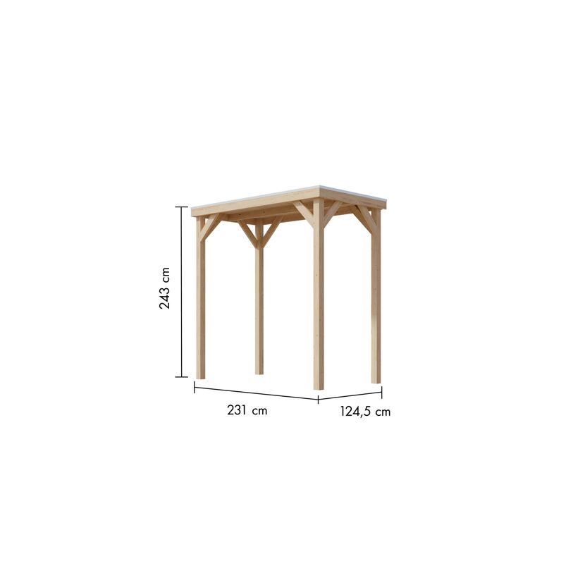 Pavillon 'Baros halb' naturbelassen 242 x 243 x 135,5 cm