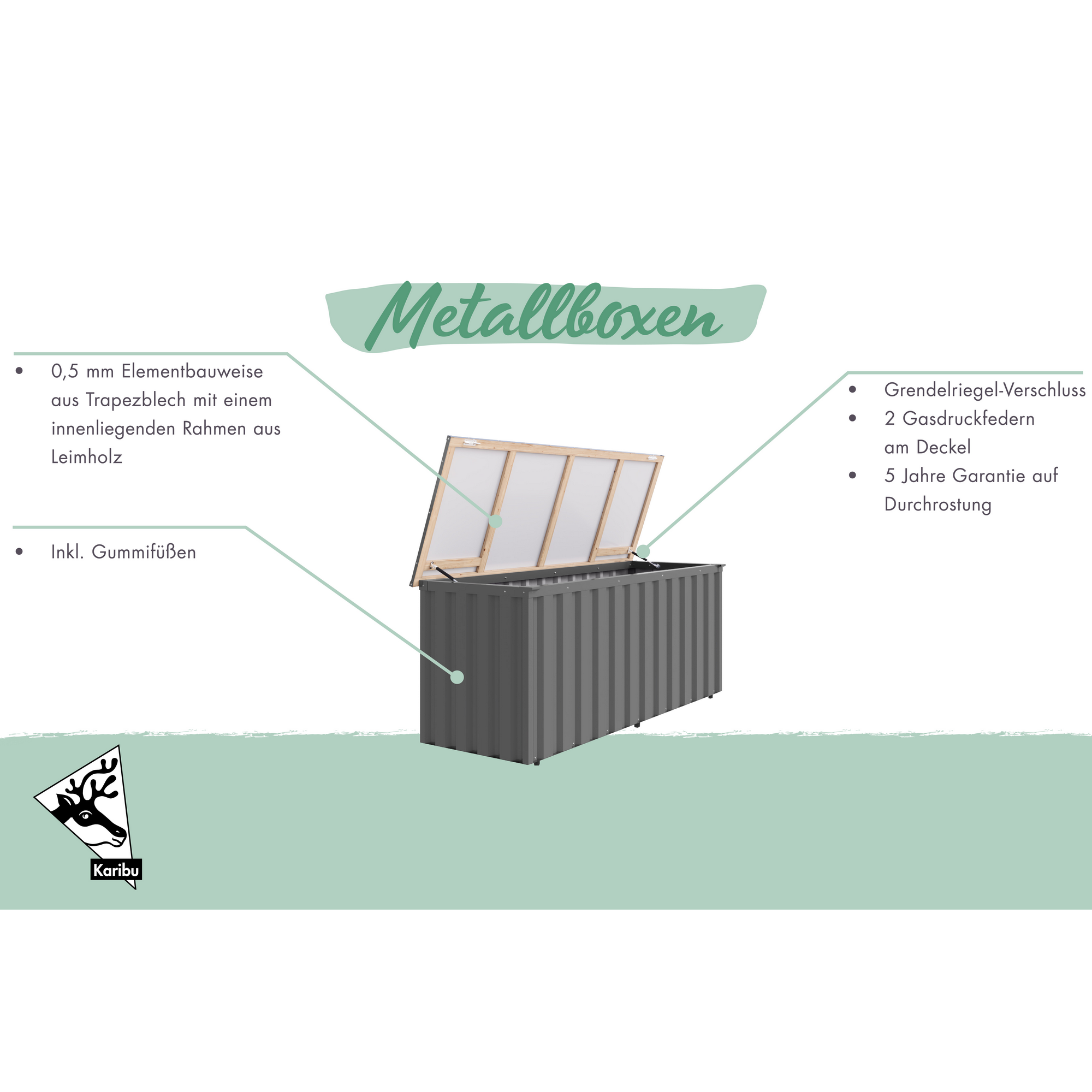 Freizeitbox 'Alumee 3' Metall graualuminium 186 x 82 cm