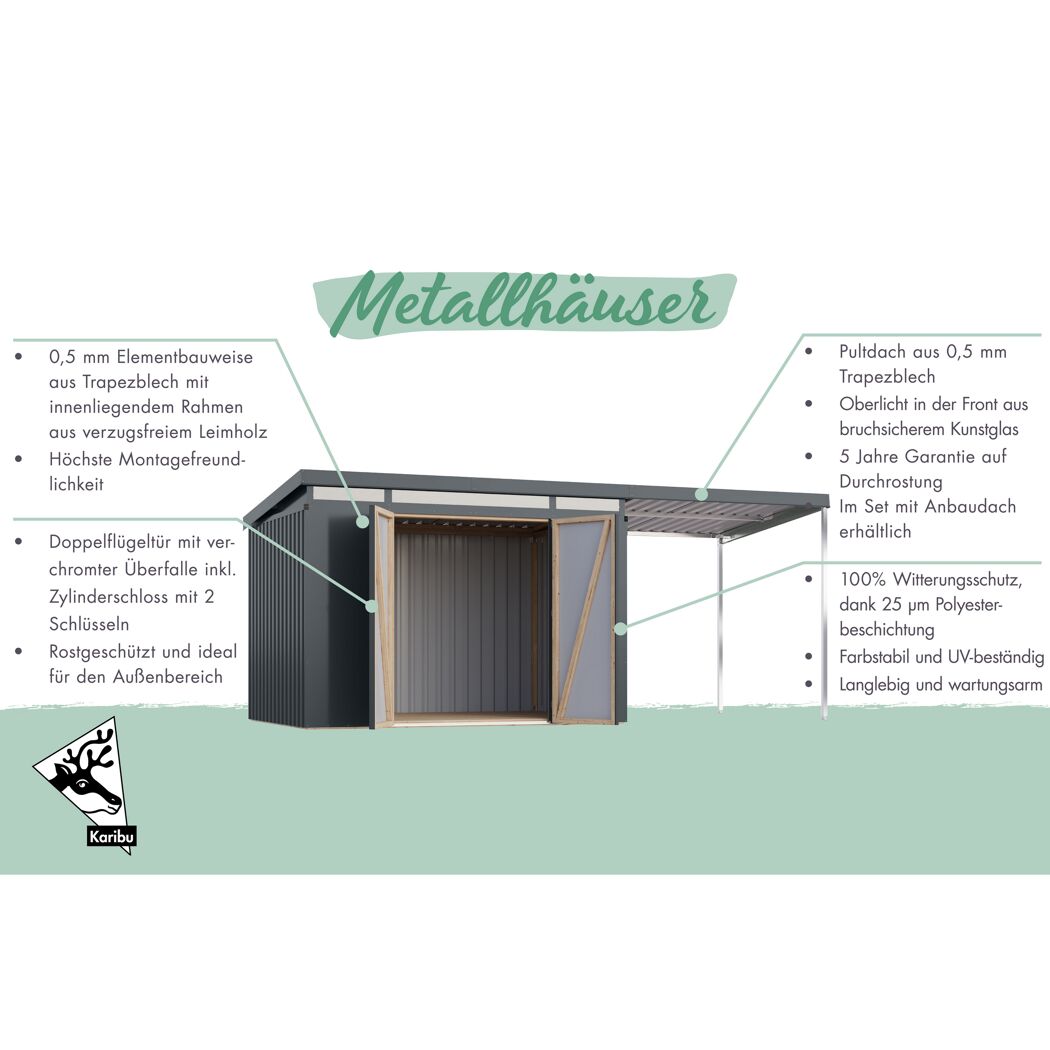 Metallgerätehaus 'Taurus 2,5' graualuminium 207 x 213 x 292 cm
