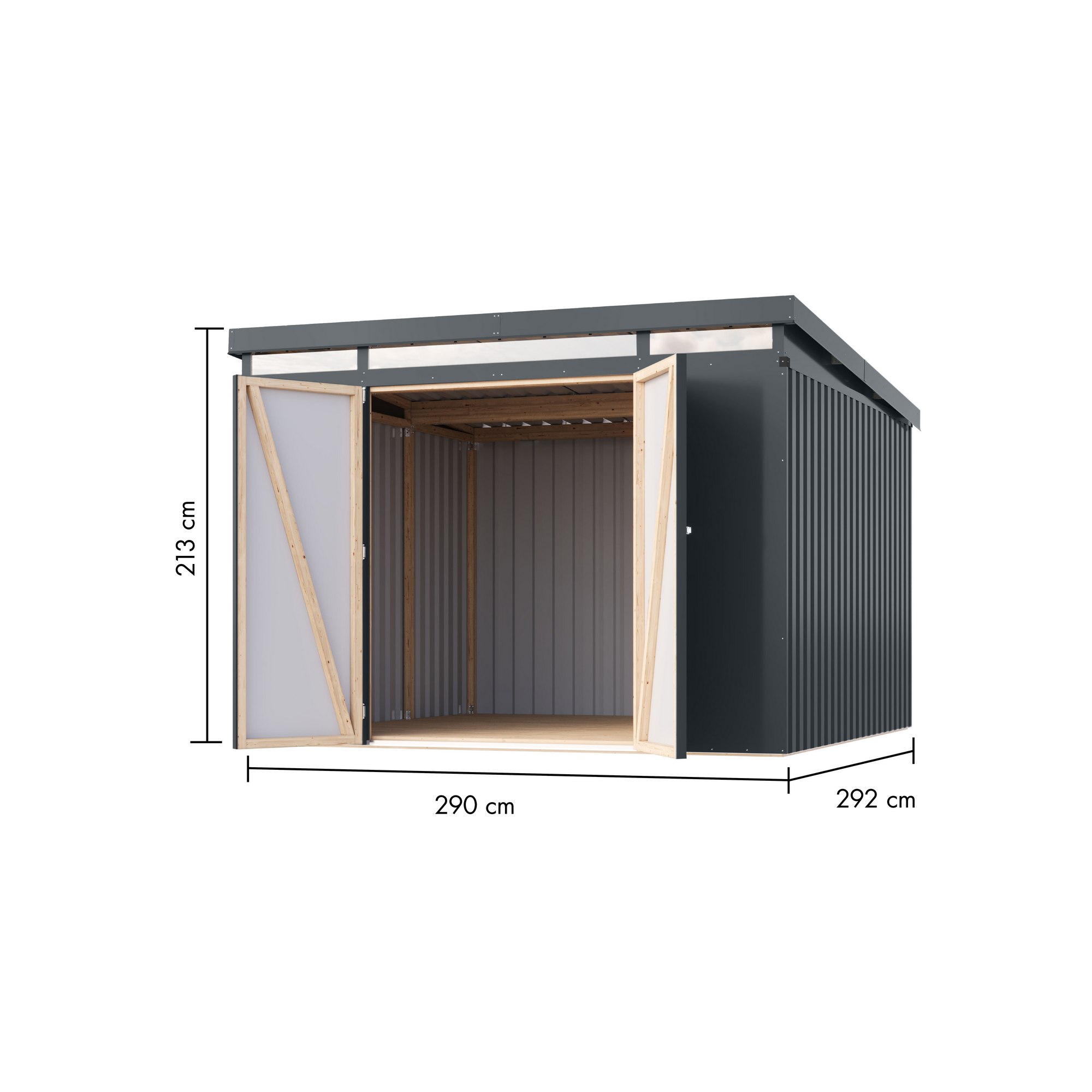 Metallgerätehaus 'Taurus 3,5' anthrazit 290 x 213 x 292 cm