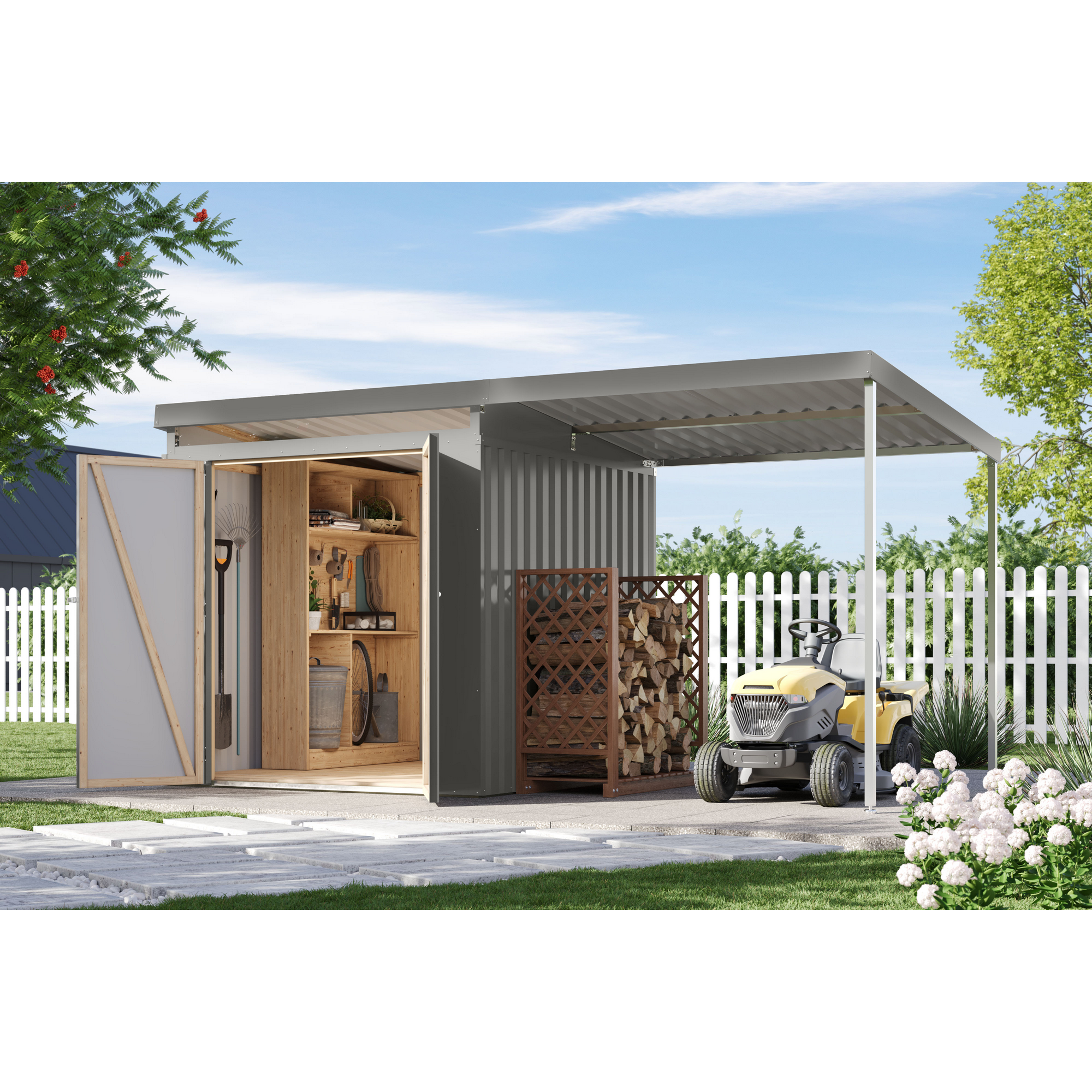 Metallgerätehaus-Set 'Taurus 2' graualuminium 414 x 213 x 209 cm