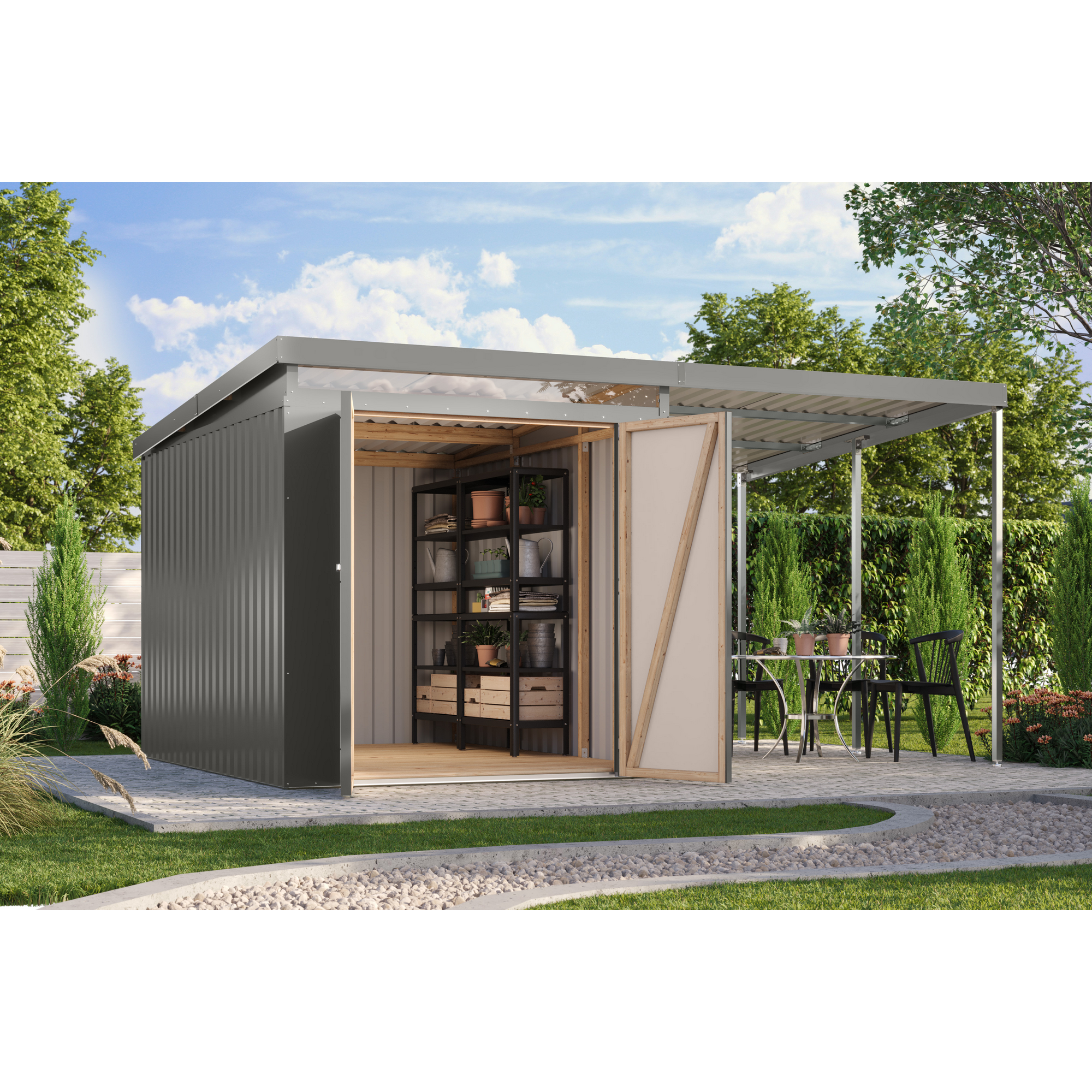 Metallgerätehaus-Set 'Taurus 2,5' graualuminium 414 x 213 x 292 cm