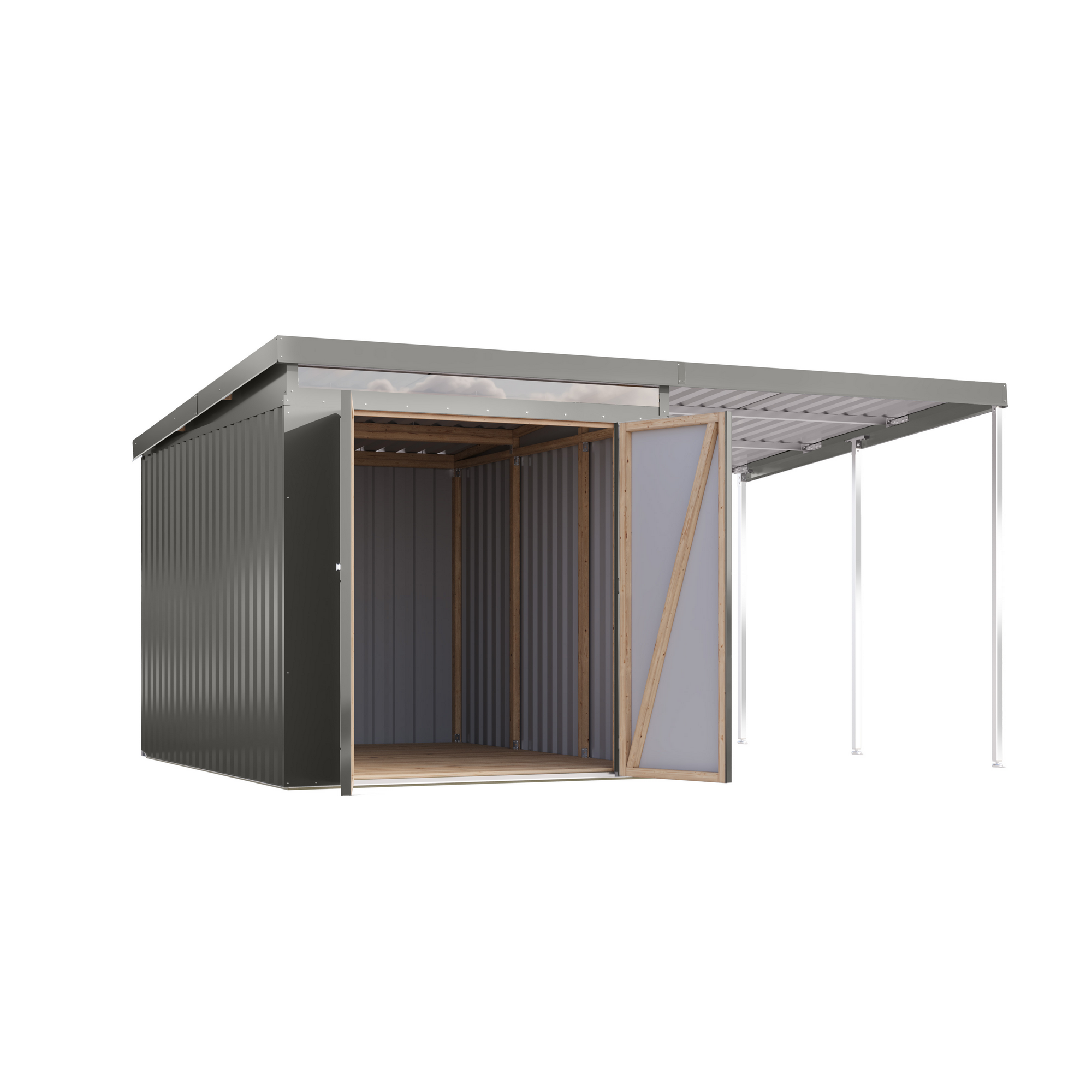 Metallgerätehaus-Set 'Taurus 2,5' graualuminium 414 x 213 x 292 cm