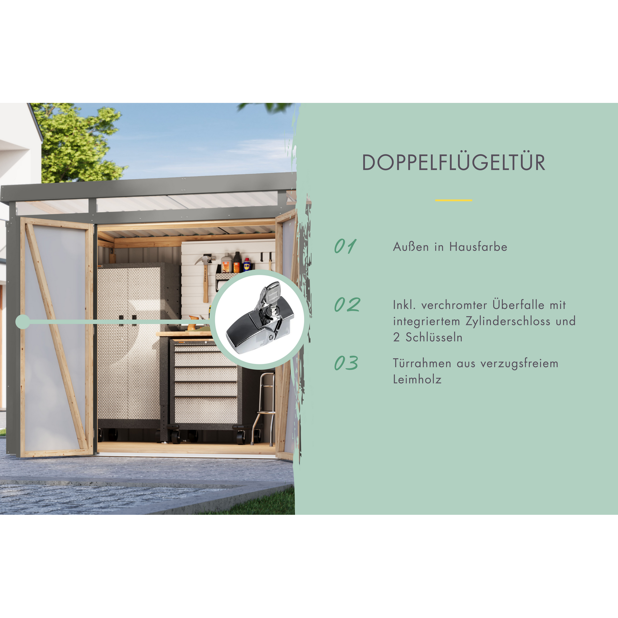 Metallgerätehaus-Set 'Taurus 2,5' graualuminium 414 x 213 x 292 cm