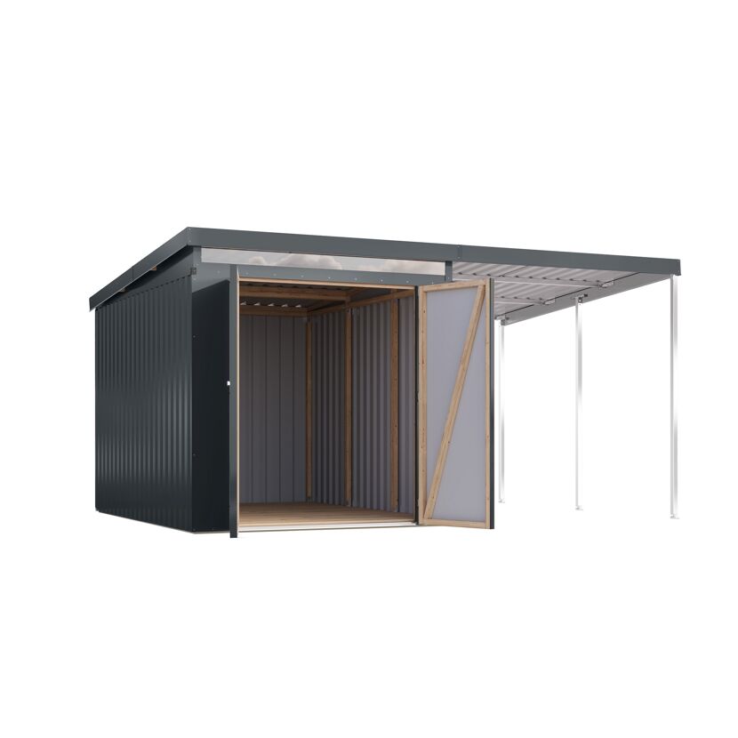 Metallgerätehaus-Set 'Taurus 2,5' anthrazit 414 x 213 x 292 cm