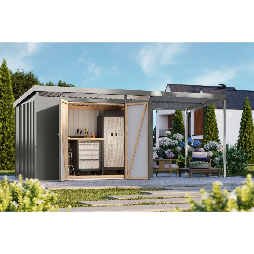 Metallgerätehaus-Set 'Taurus 3' graualuminium 497 x 213 x 209 cm